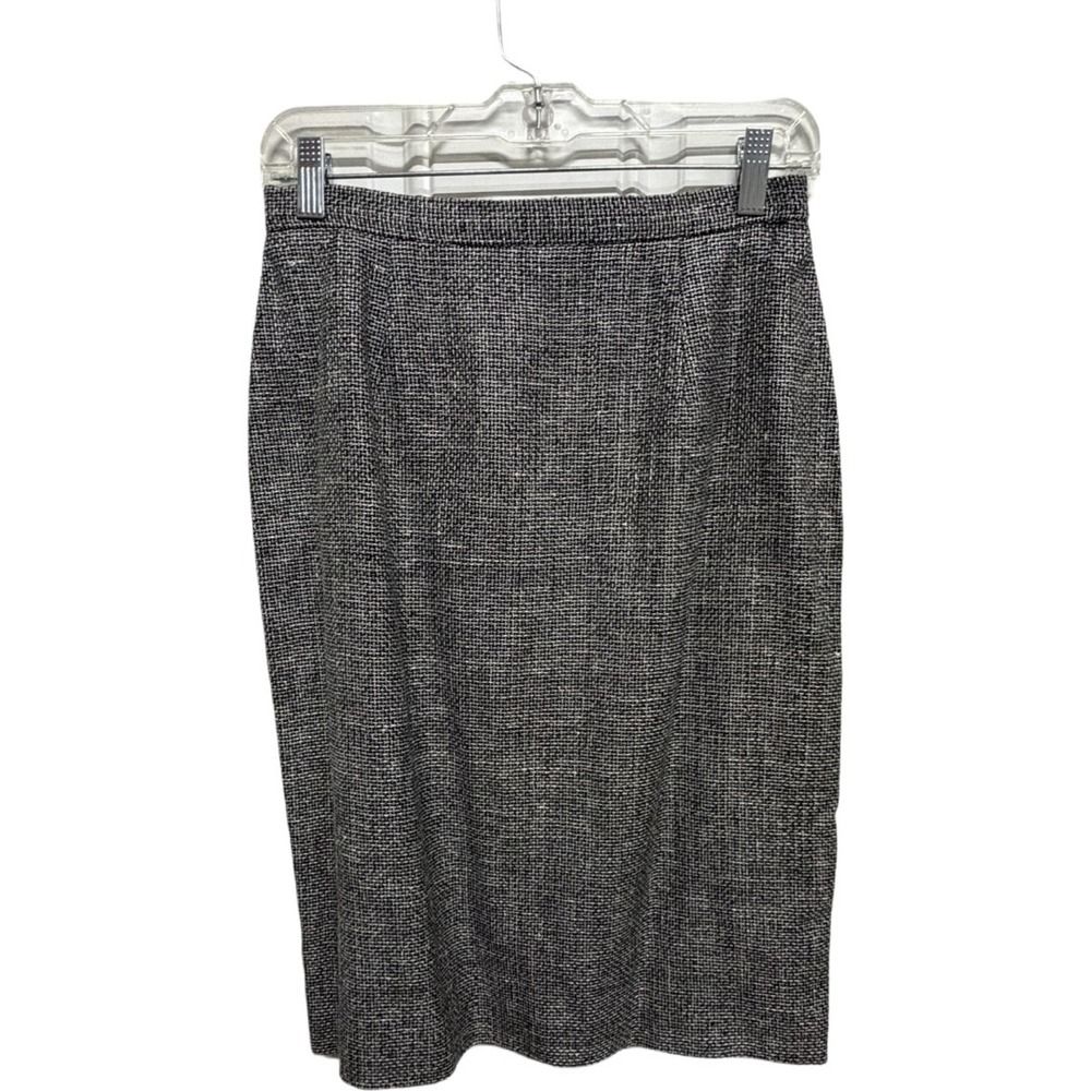 Talbots 100% Silk Textured A-Line Skirt Women's Size 6 Black White USA Made